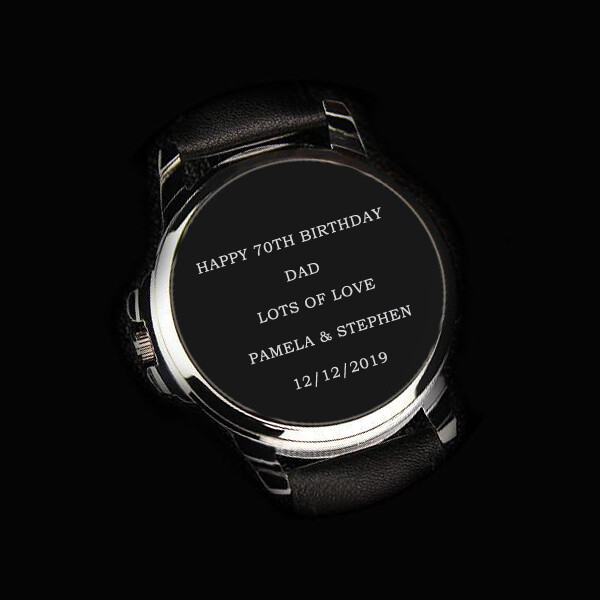 PERSONALISED EASTERN ARABIC NUMERALS GENTS MENS PHOTO WRIST WATCH GIFT ENGRAVED
