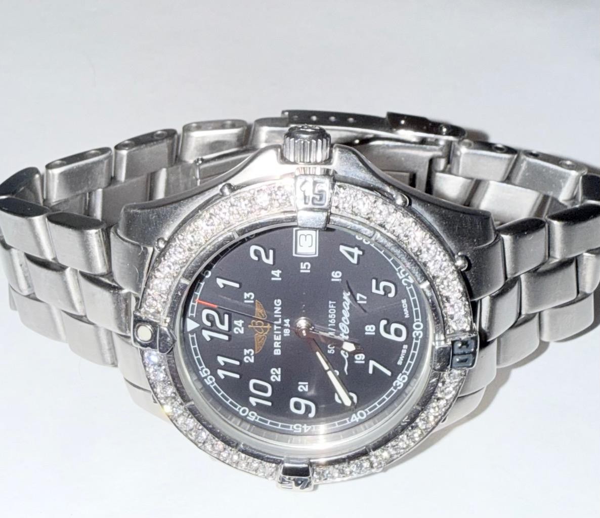 BREITLING MEN’S COLT OCEAN A64050 LAB GROWN DIAMOND QUARTZ WATCH