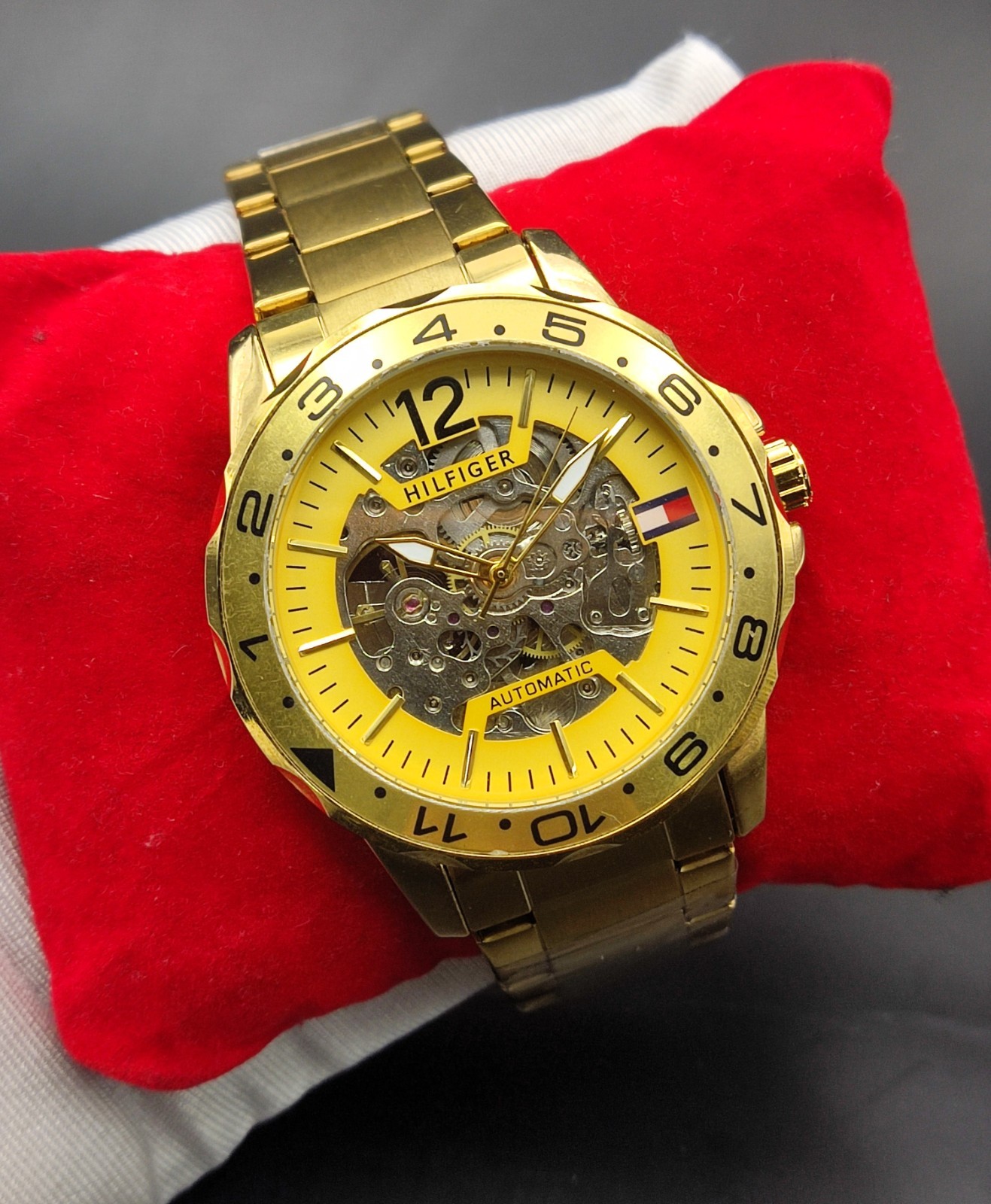 #Refurbished Amazing Tommy Hilfiger Automatic Yellow Dial Men’s Wrist Watch