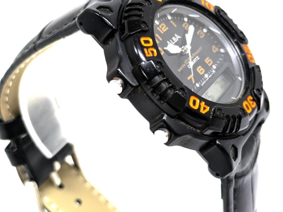 Working New Battery SEIKO ALBA Quartz Wristwatch Ana Digi 10 Atmospheres Water R