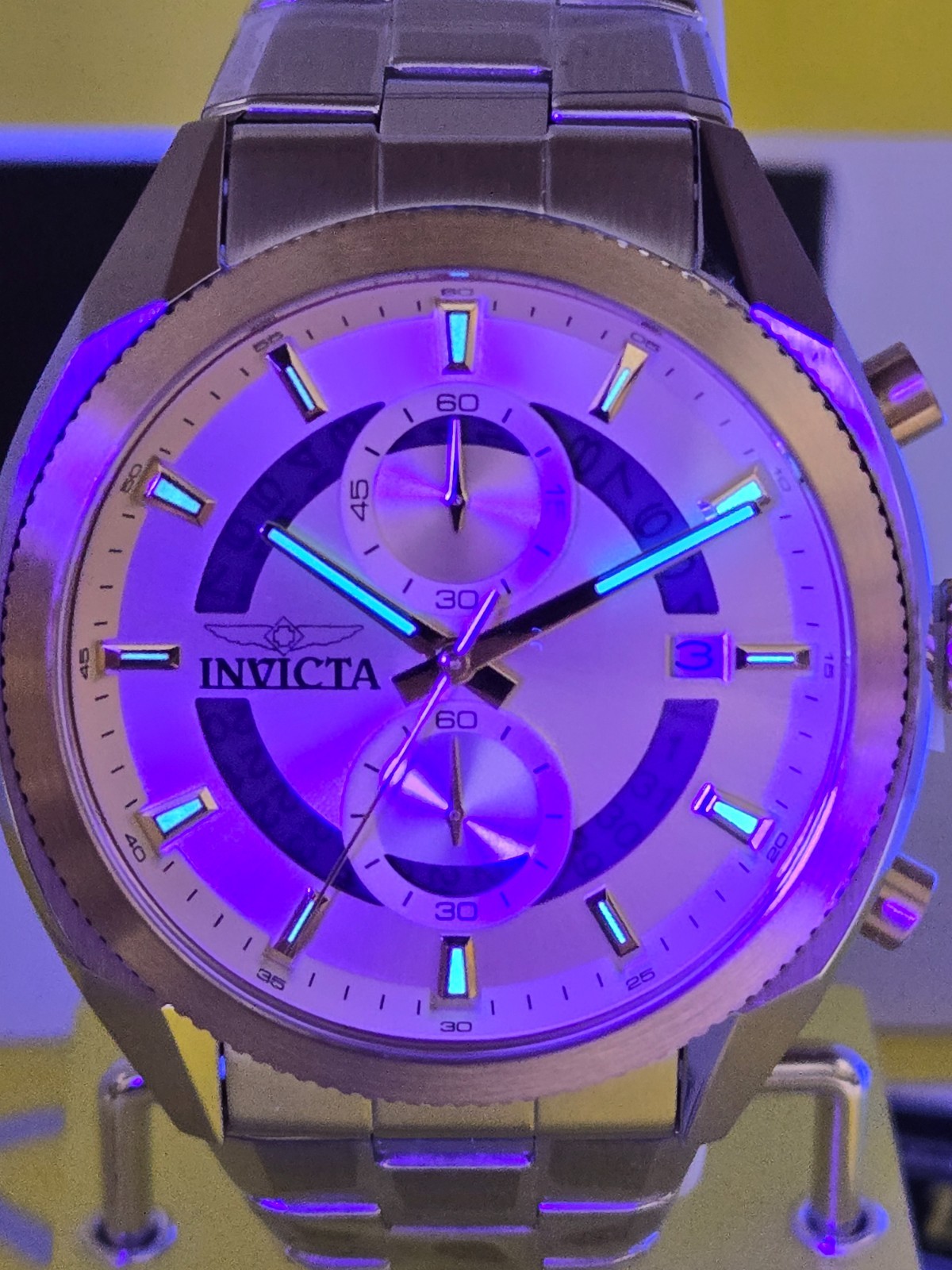 Invicta Speedway Sprintus Men’s Watch 45mm Steel w/ Gold Bezel & Date NEW
