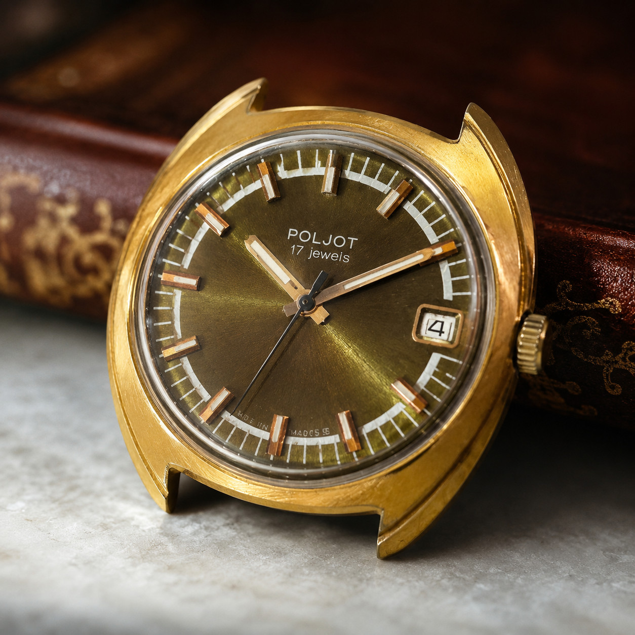 Antique Boljot watch from the Soviet Union, mechanical, 17 jewels, gold plated