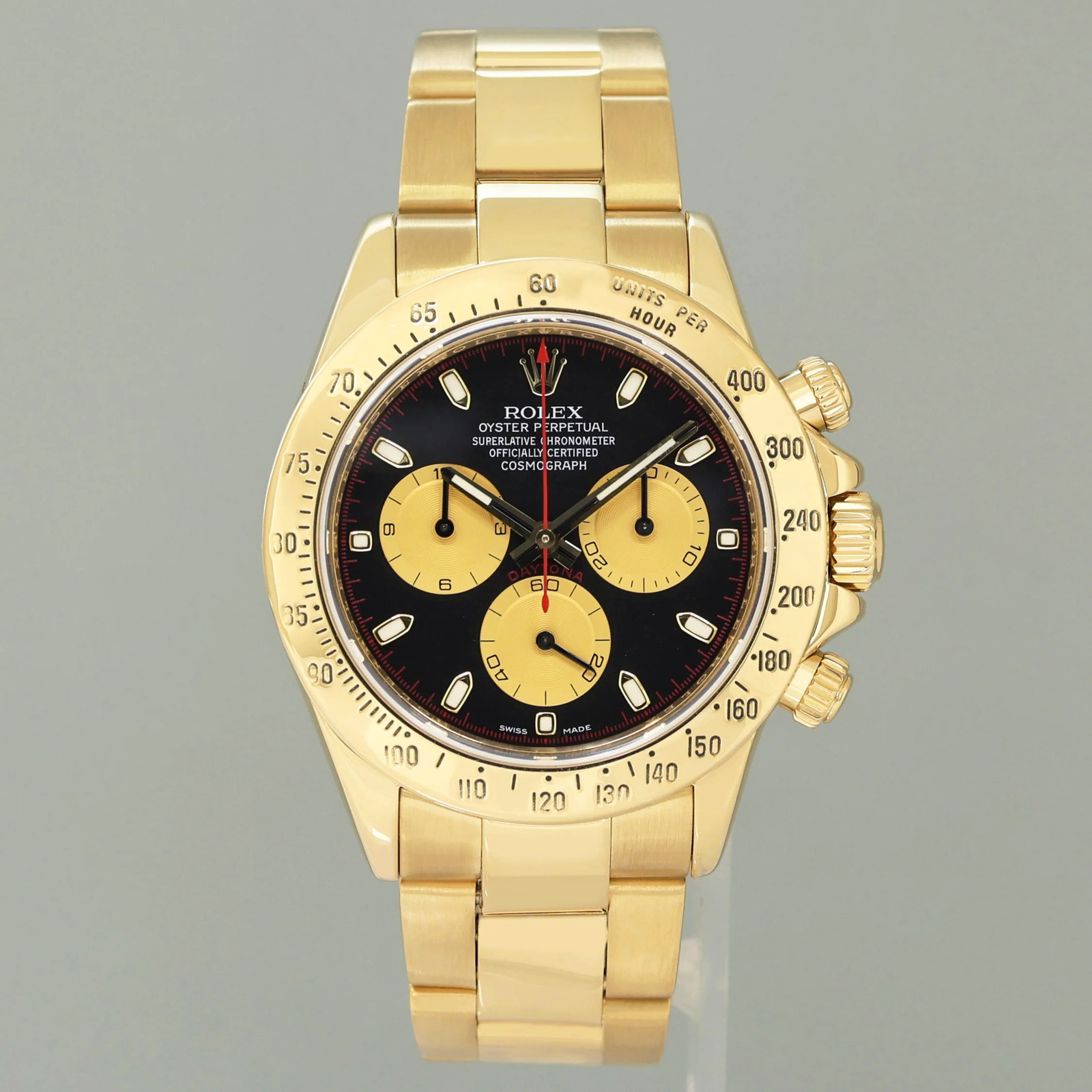 2008 Rolex Daytona 116528 Black Paul Newman Cosmograph Yellow Gold 40mm Watch