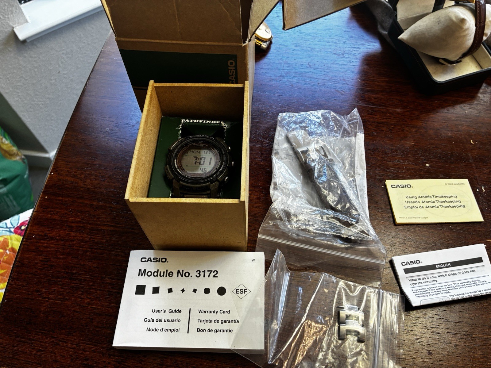 CASIO PAW-2000T Solar Digital Watch Radio Control Triple Sensor Titanium