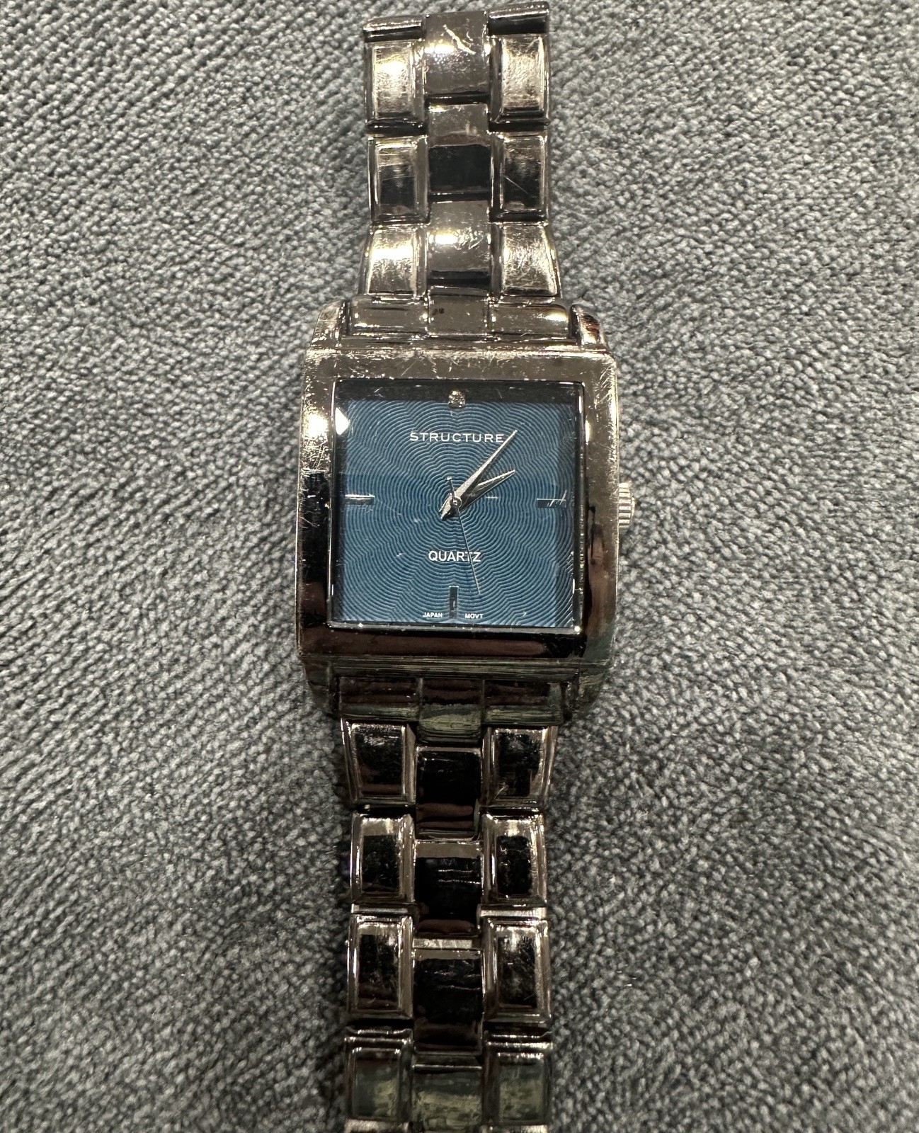 Structure Men’s Quartz Watch Blue Dial Square Case Stainless Steel Bracelet