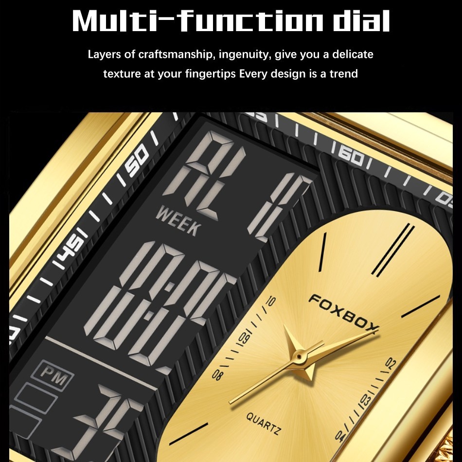 Luxury Men’s Watch Quartz LED Digital Week 3ATM Waterproof Sport Boys Wristwatch