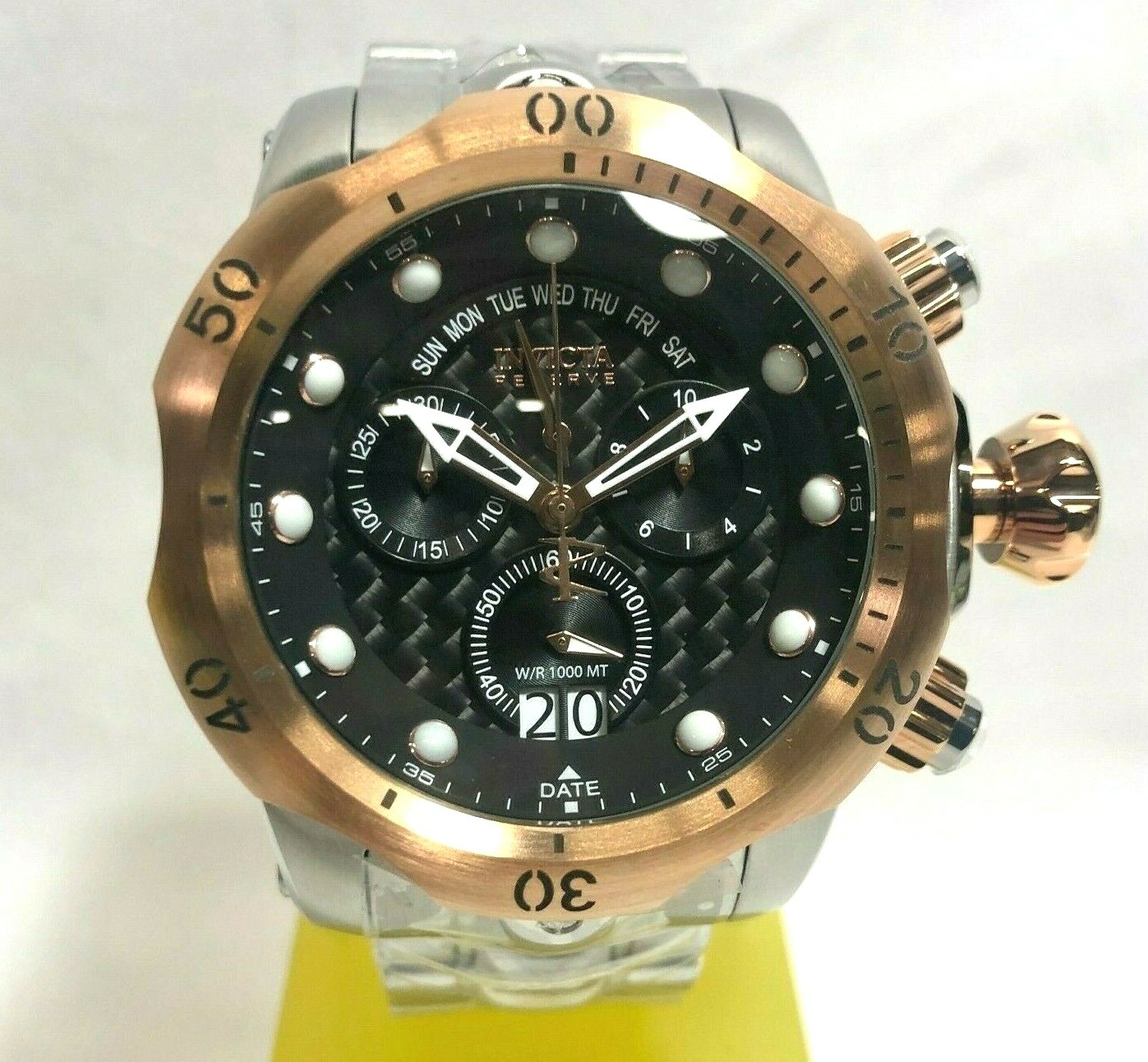 INVICTA 01541 Men’s 54mm Rosetone/Black Venom Swiss Quartz Silver Bracelet Watch