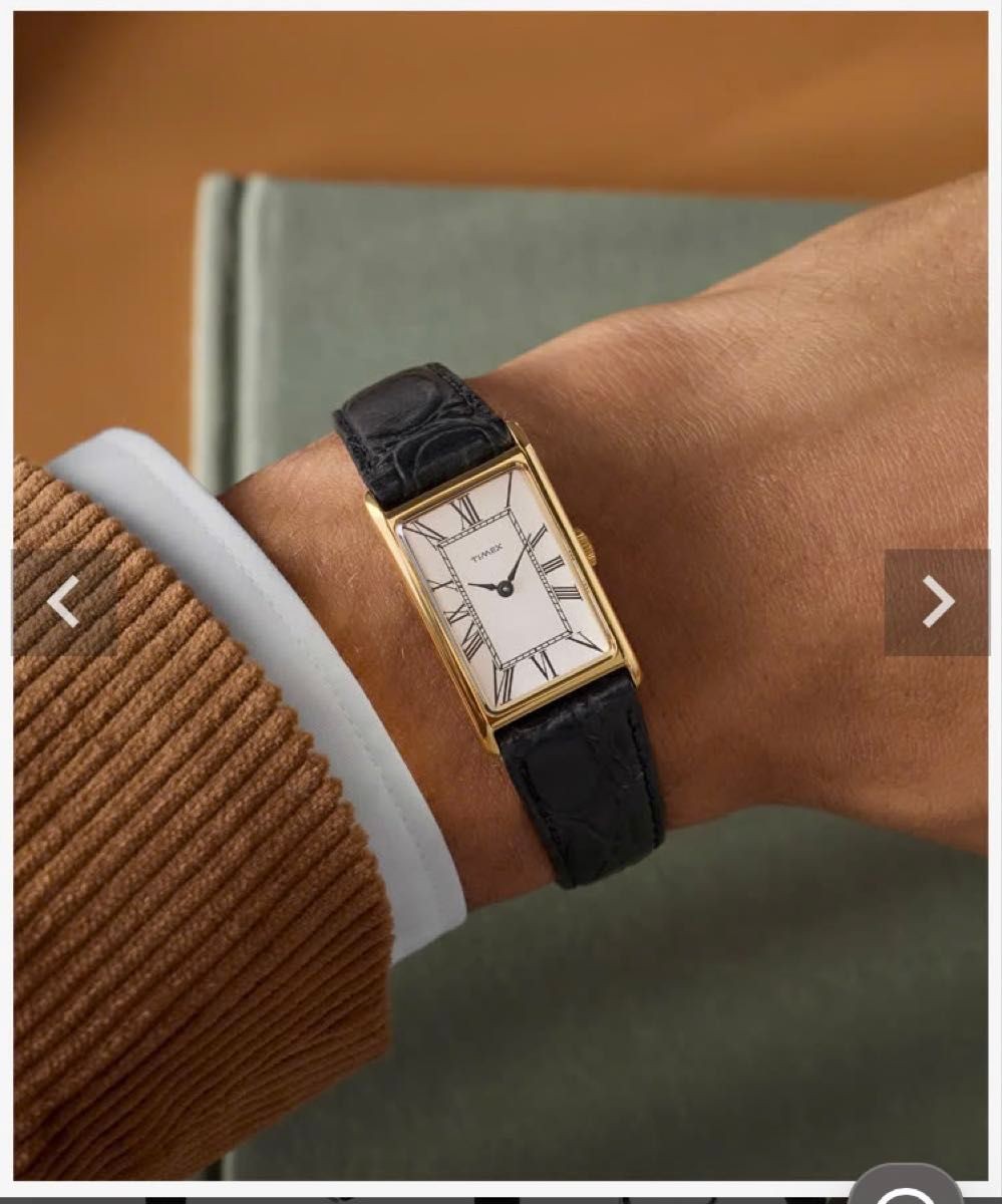 Timex 1976 Lexington Reissue TW2Y56200 Gold Dress Watch Black Leather Strap Box