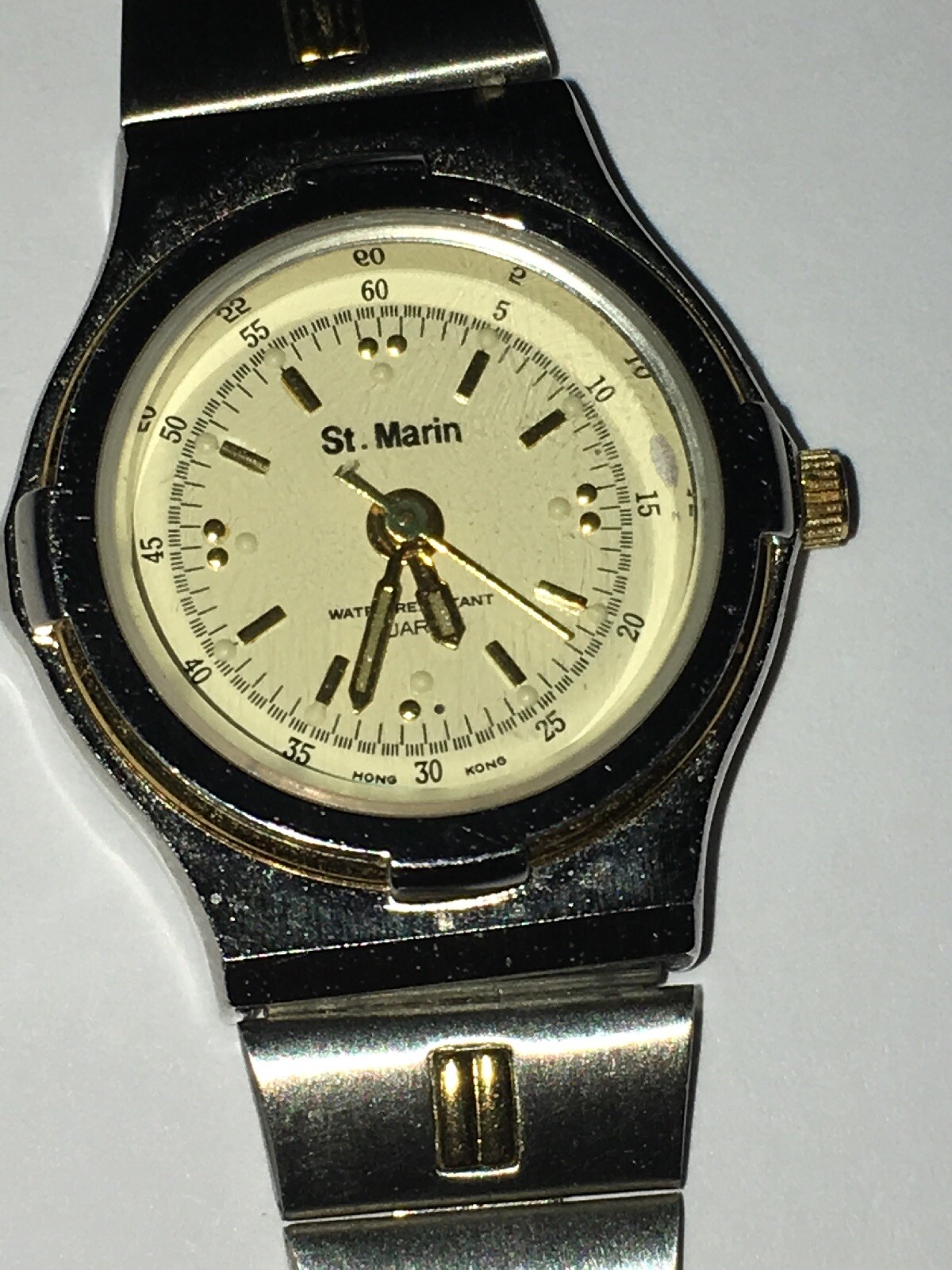 Vintage StMarin Silver tone Gold Trim Watch