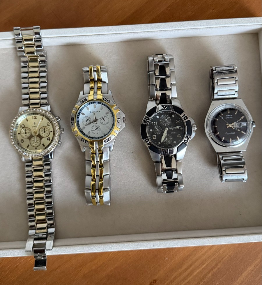 Vintage Watch Lot Timex Electric Dynabeat Geneva Quartz Mixed Brands Parts/Repai