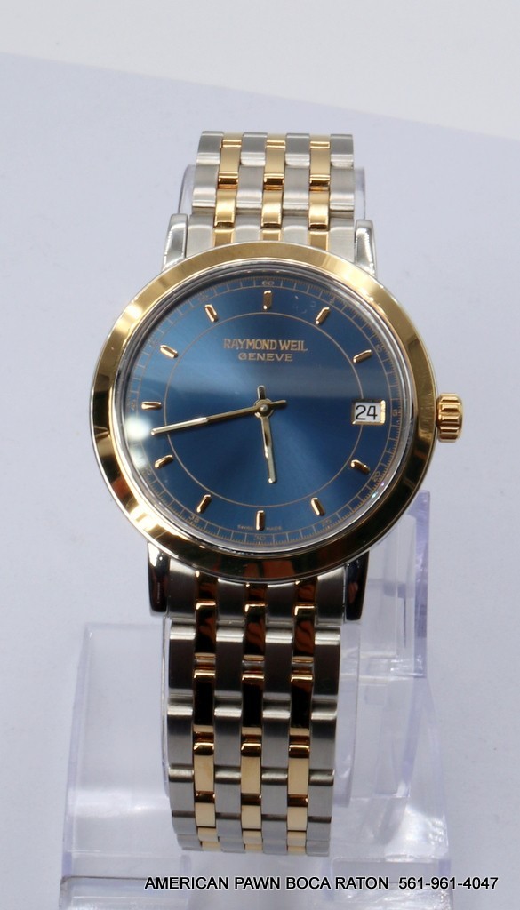 Raymond Weil 5593 Toccata Stainless Steel Two Tone Quartz Watch 35mm Blue Dial