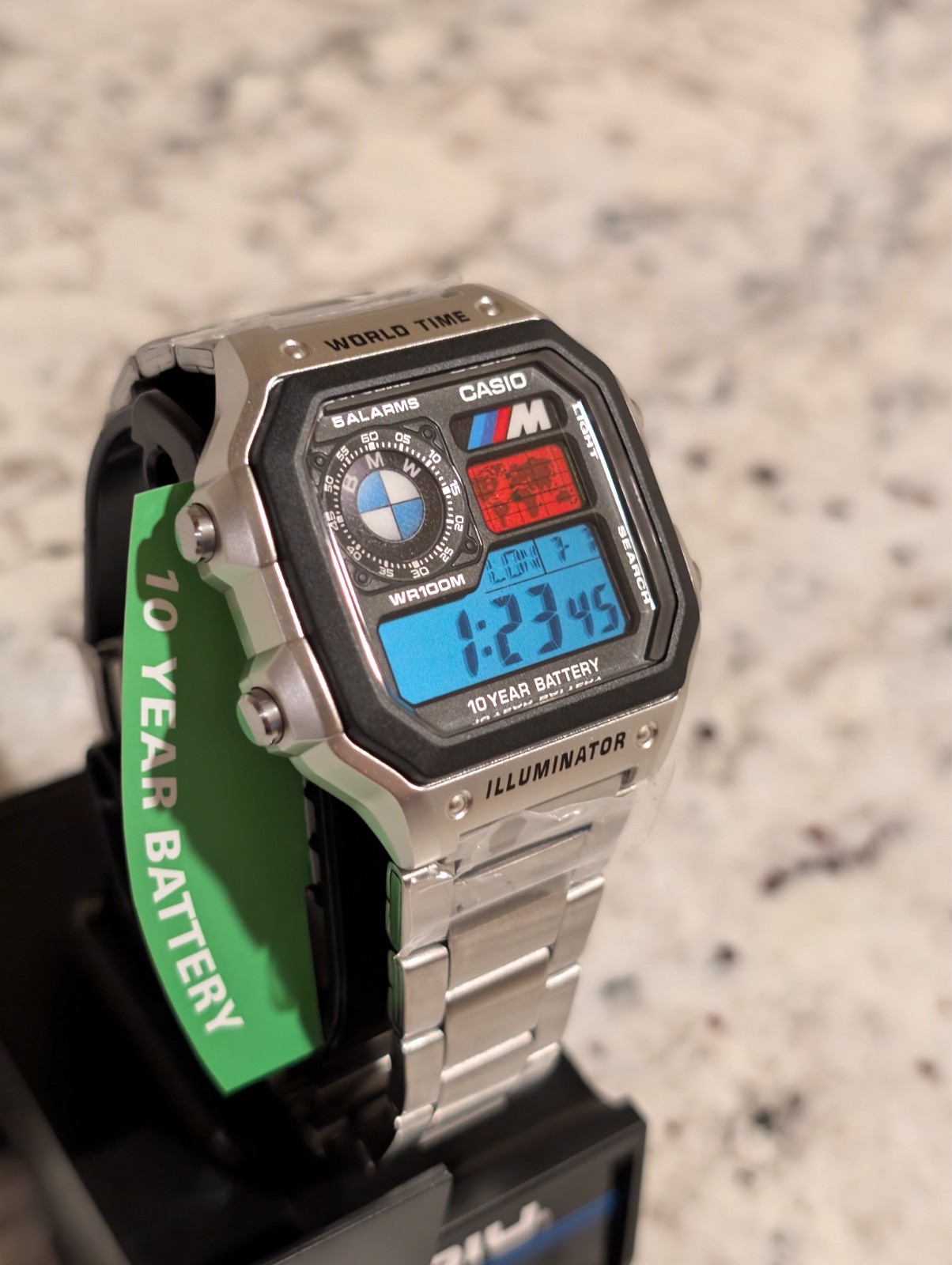 Custom Casio AE1200 WHD Watch, Luxury car Inspired Blue Red Filters