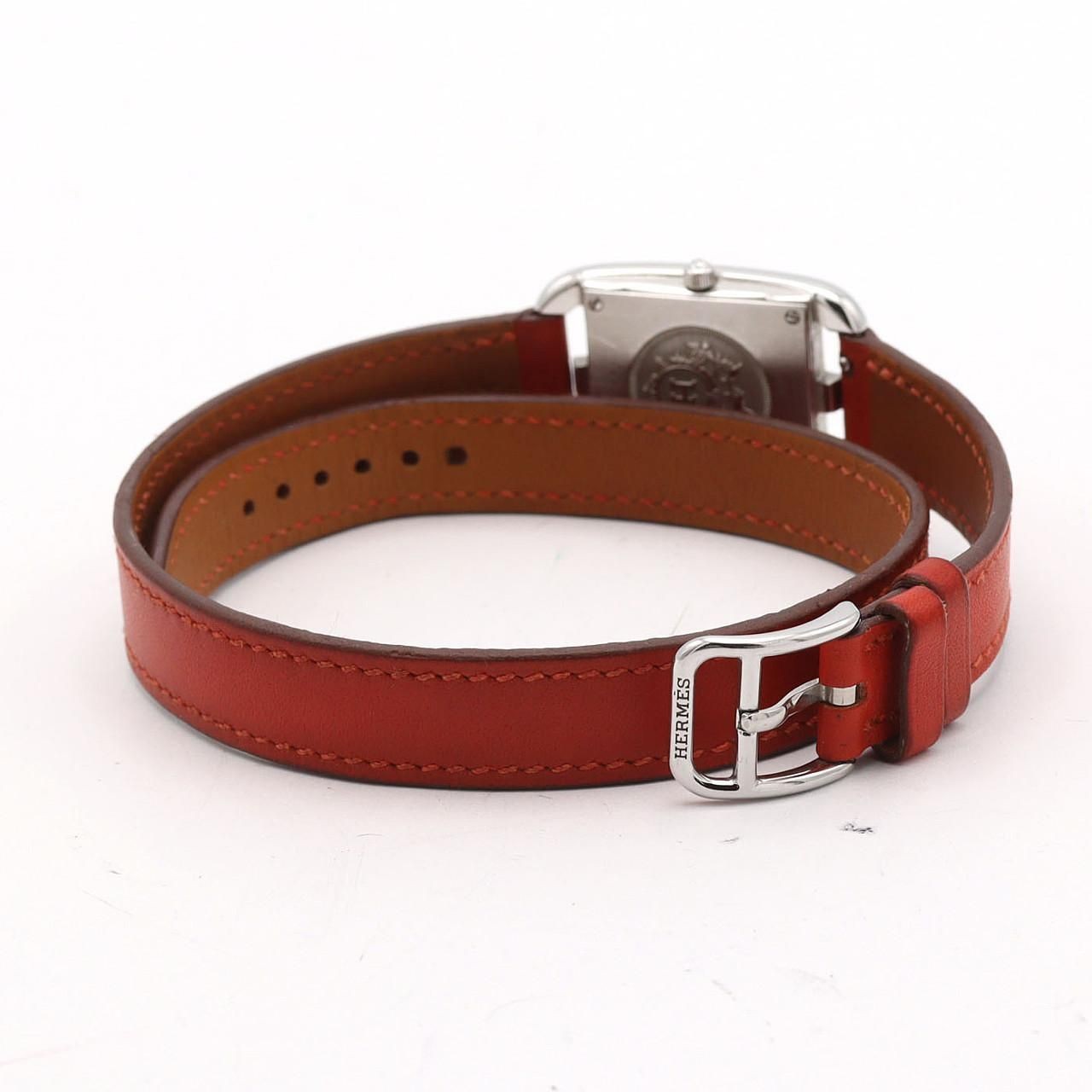 Hermes Watch Quartz Cape Cod Double Tour 8P-Diamond CC1.210 SS Red Strap