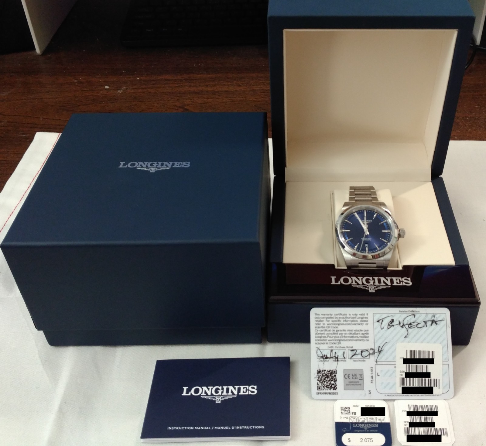 Longines Conquest 41mm Blue, full set, warranty card w/ 3yr left – L3.830.4.92.6