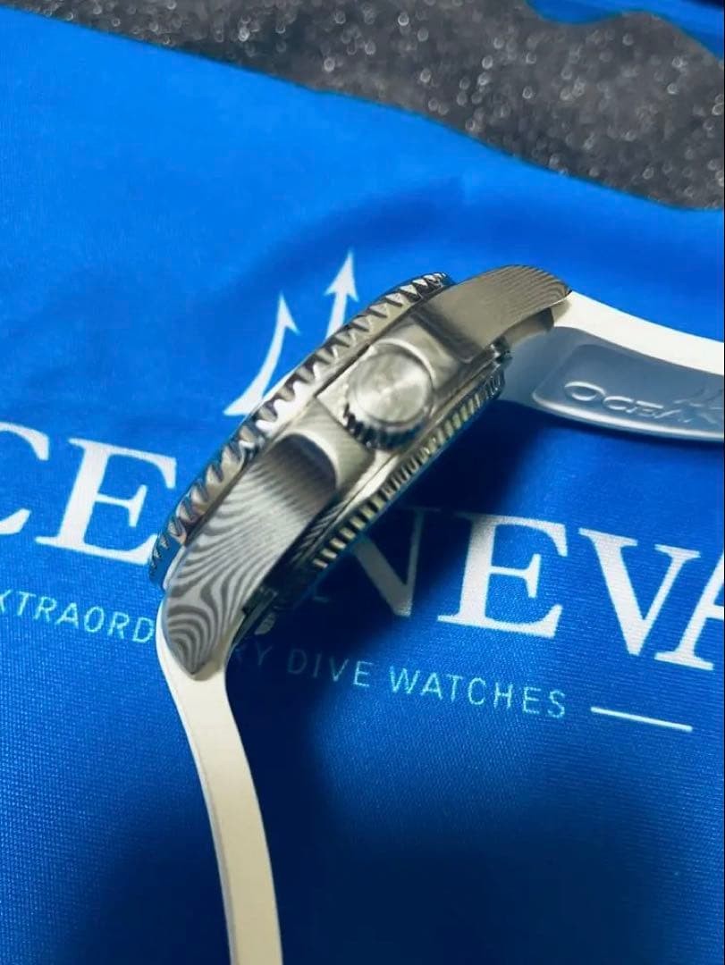 Oceaneva Deep Marine Explorer II White Damascus Steel Watch