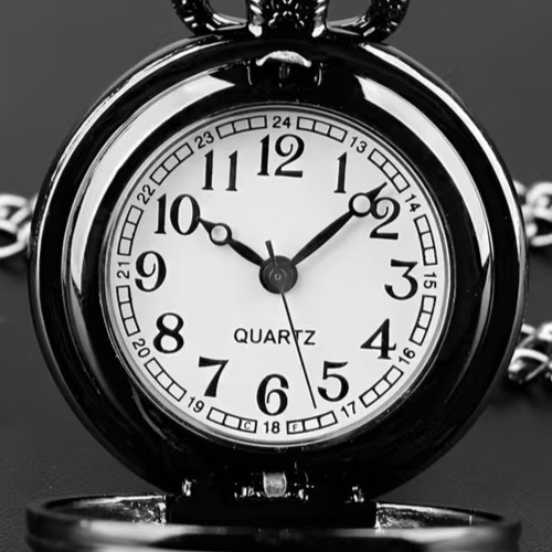 NEW 1.4″ CATS Galore! Black Quartz Pocket Watch & 31.5″ Necklace Chain 1.4″x0.6″