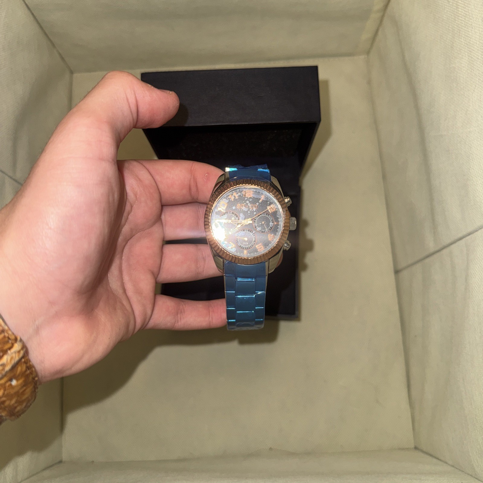 SO&CO New York Men’s Black Dial Stainless Steel Watch Brass & Copper