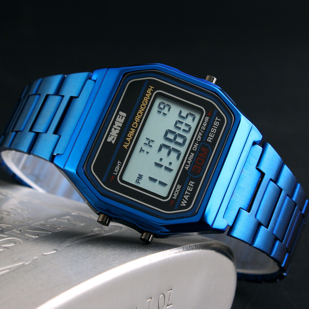 30M WATERPROOF MEN CHRONOGRAPH SPORT ALARM CLASSIC DIGITAL RETRO WRIST WATCH