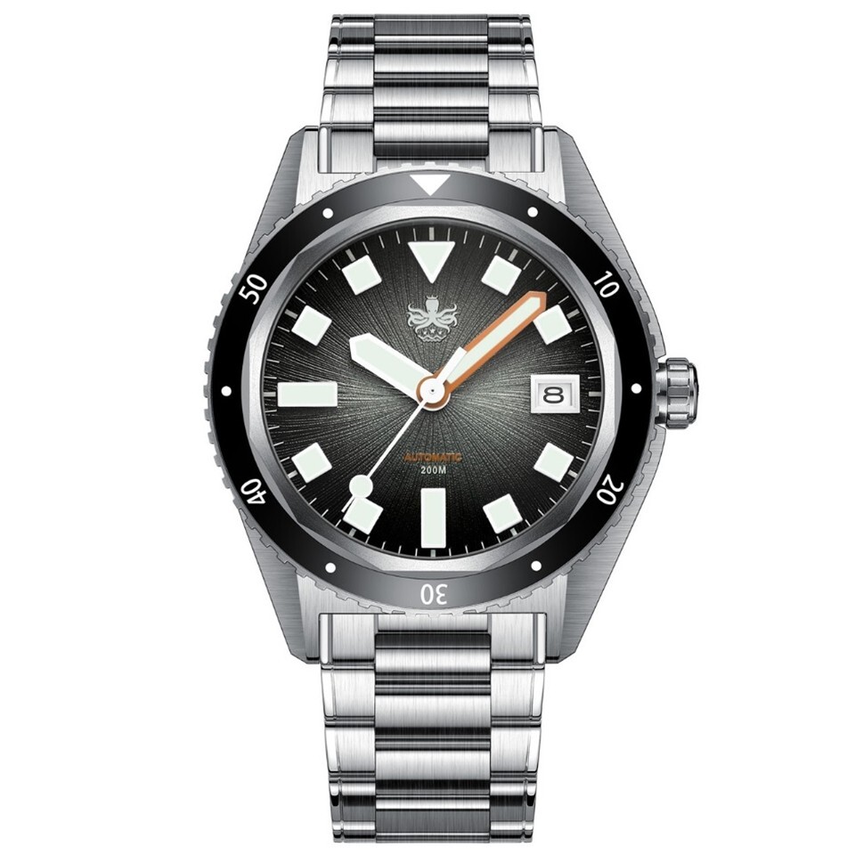 PHOIBOS Argo PY052C Diver Watch Spiral Sunray Gray Steel Bracelet
