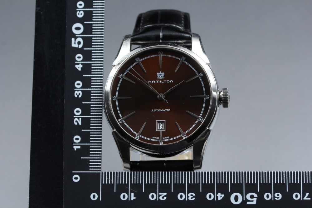 Near MINT HAMILTON Jazzmaster Split Of Liberty H424151 Brown Auto 41mm Men’s