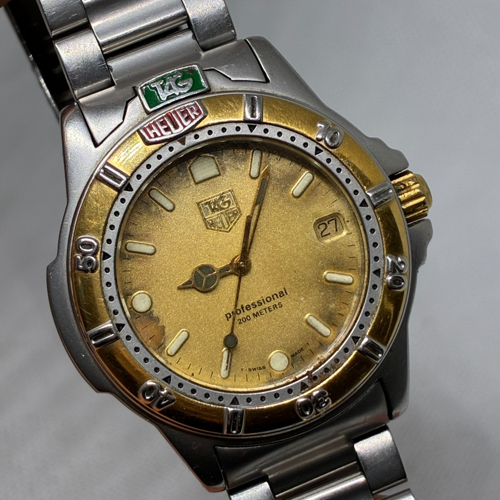 TAG Heuer 4000 Series Professional 200M Men’s Two Tone Gold Watch-Working!