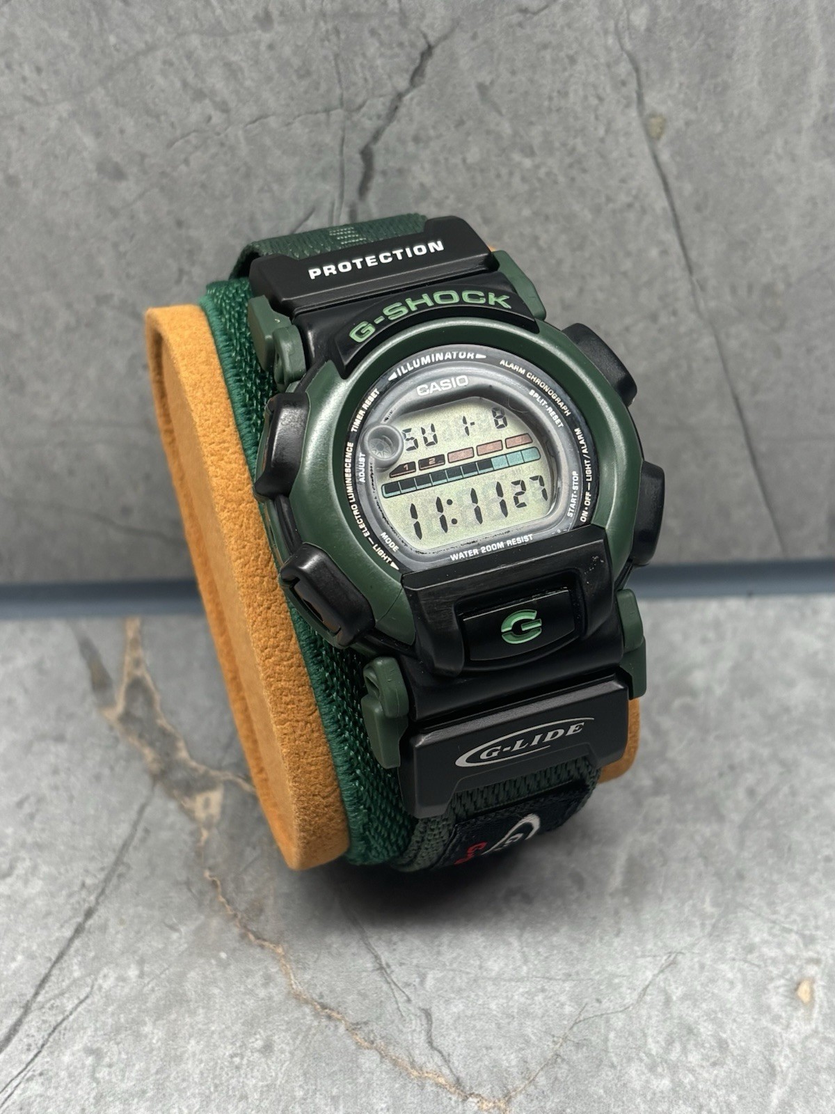 Very Rare Green 1998 Casio G-Shock G-LIDE Face Guard Vintage Watch DW-003 1597