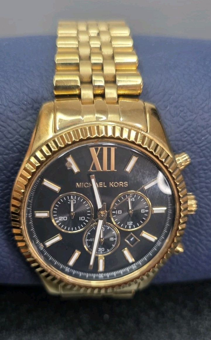 Michael Kors Lexington Chronograph Steel Black Dial Quartz Mens Watch MK8286
