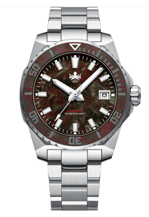 PHOIBOS LEVIATHAN 200M Automatic Diver Watch PY062D Red Forged Carbon Fiber