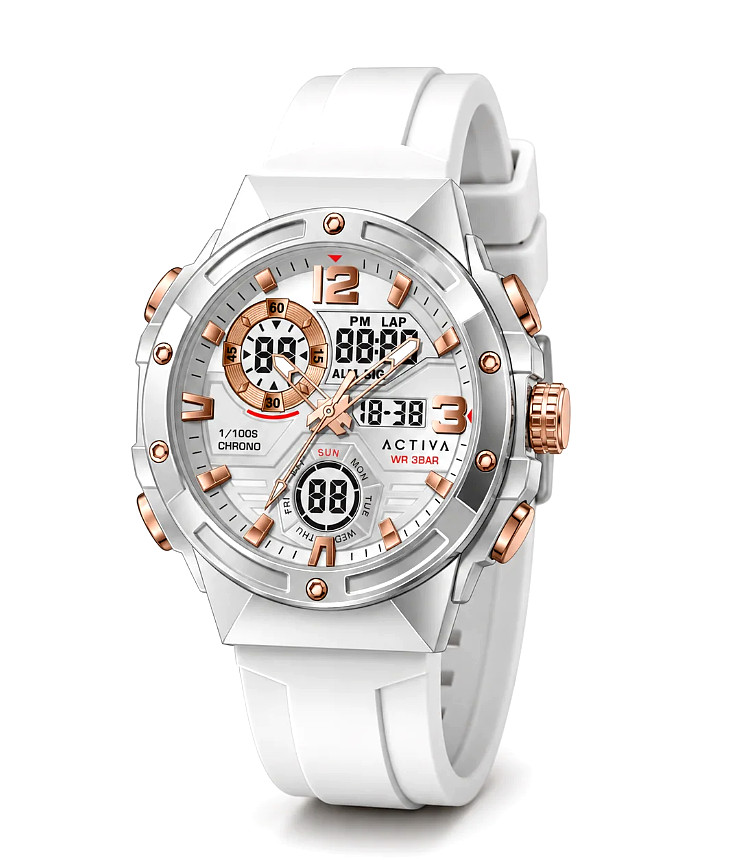 Activa Virtux X Invicta 51mm Men’s Watch White Analog Digital 50M Sport
