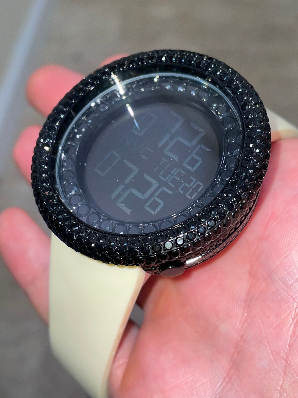 NEW JOJINO JOE RODEO MENS BLACK OUT LAB MADE CASE RUBBER BAND DIGITAL WATCH