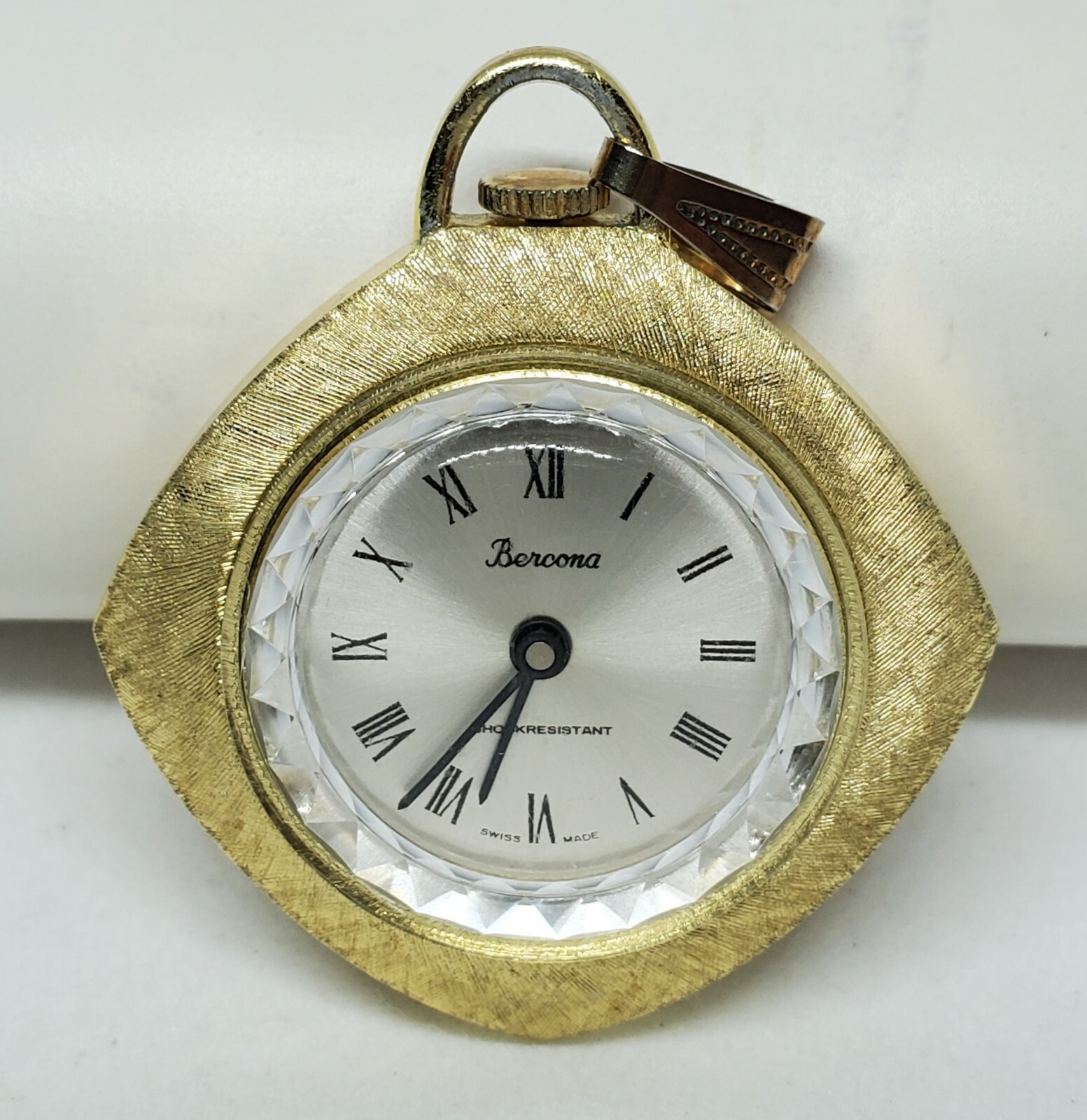 Mens Bercona Swiss Silver Dial Gold Tone Aluminum 1 Jewel Pocket Watch 669 C5