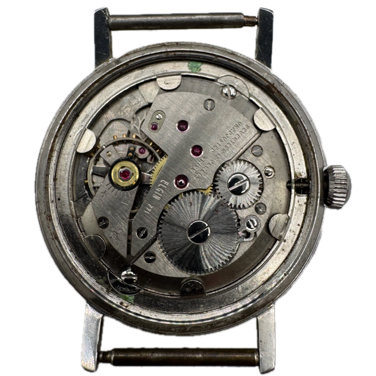 Vintage Elgin 4910 Linen Dial Men’s Mechanical Wristwatch 791 Swiss Steel
