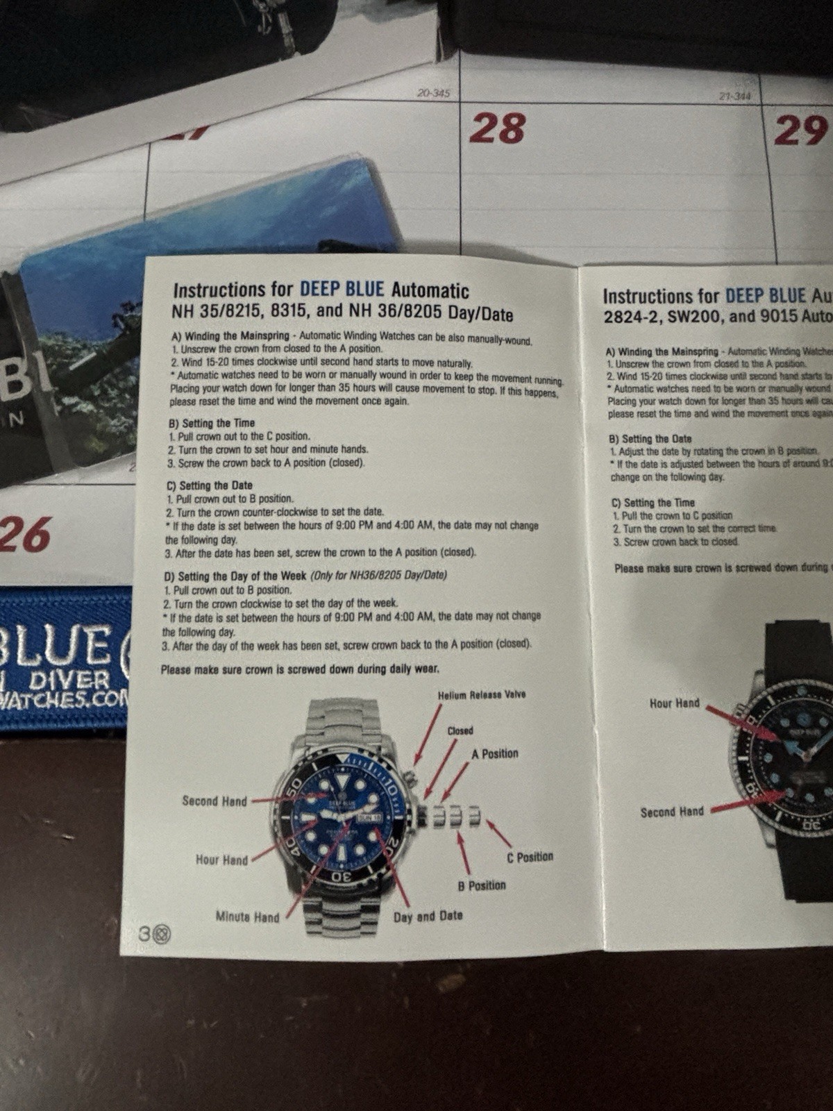Deep Blue Master 2000 Swiss Automatic Day Date Dive Watch