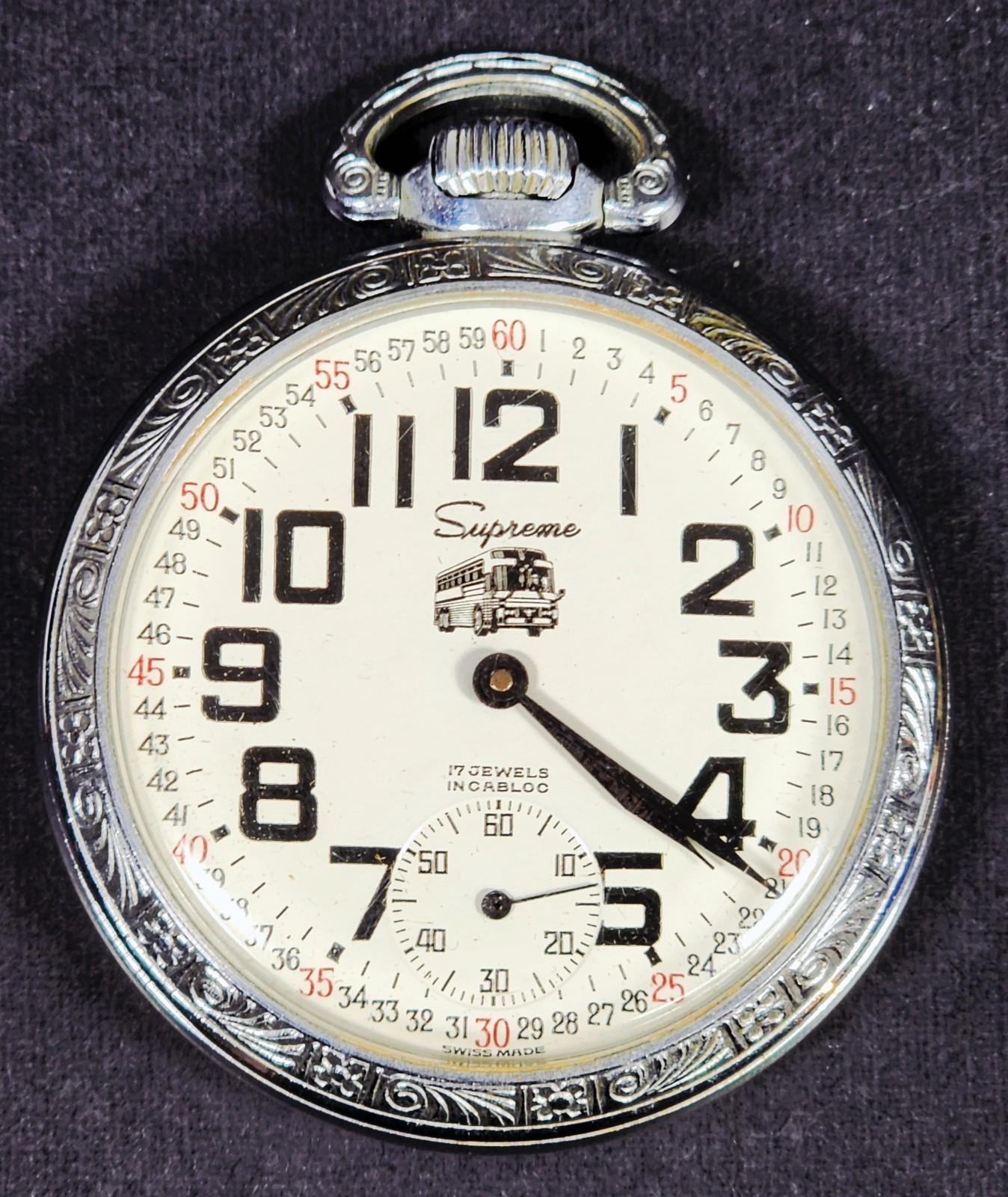 Swiss Made Absolutely Stunning “Supreme” Pocket Watch, Works + Looks Flawless!