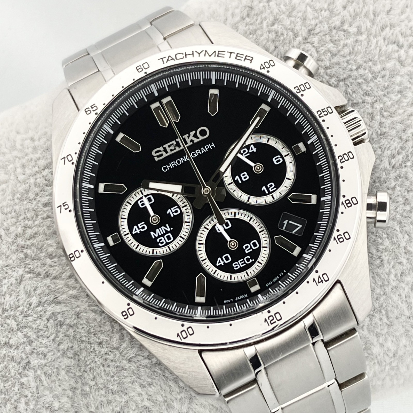 Seiko Spirit Chronograph Stainless Steel Black Silver SS 8T63-00D0