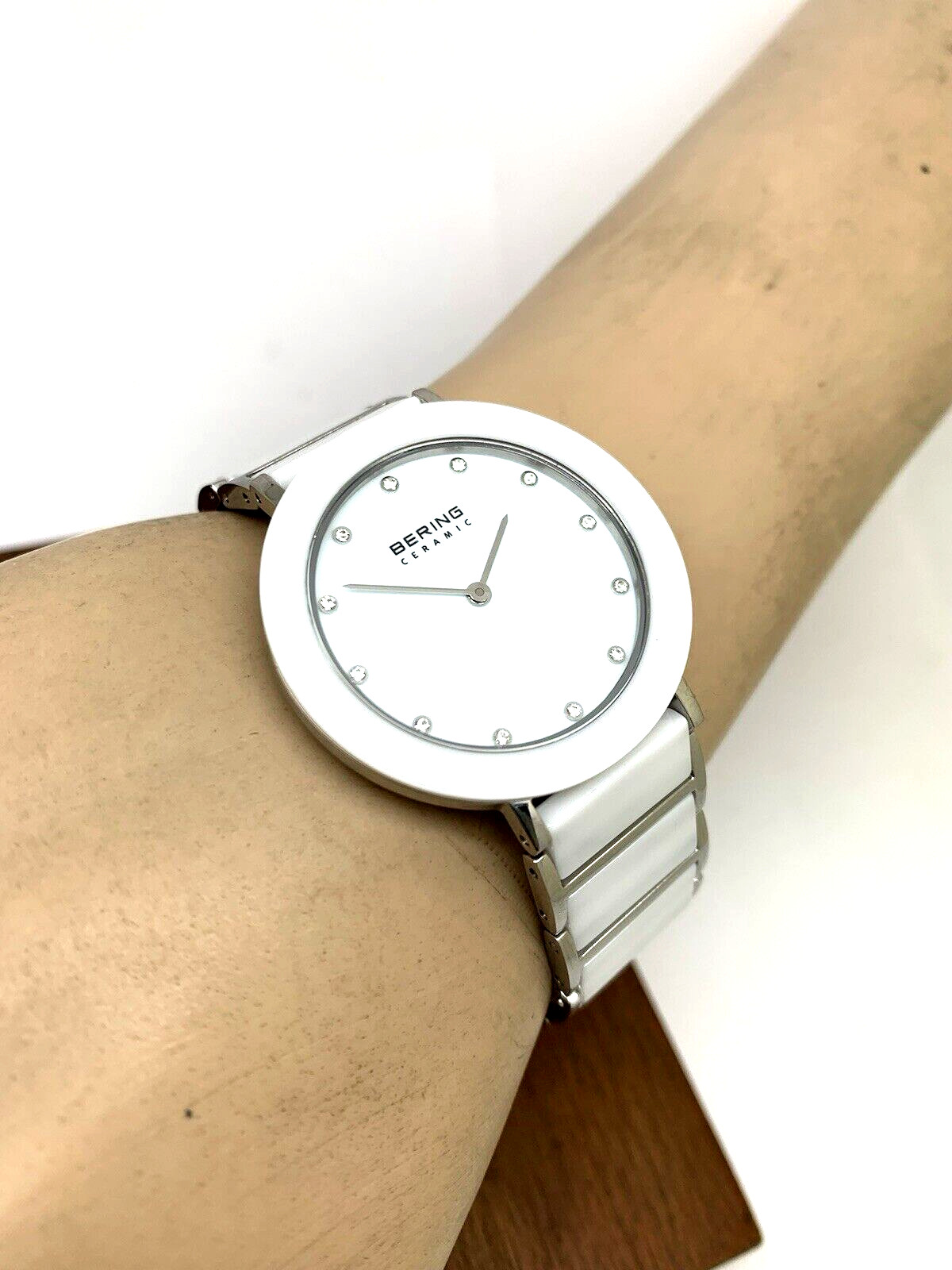Bering Women’s Watch 11435-754 Quartz White Dial Ceramic Silver Steel Band 34mm