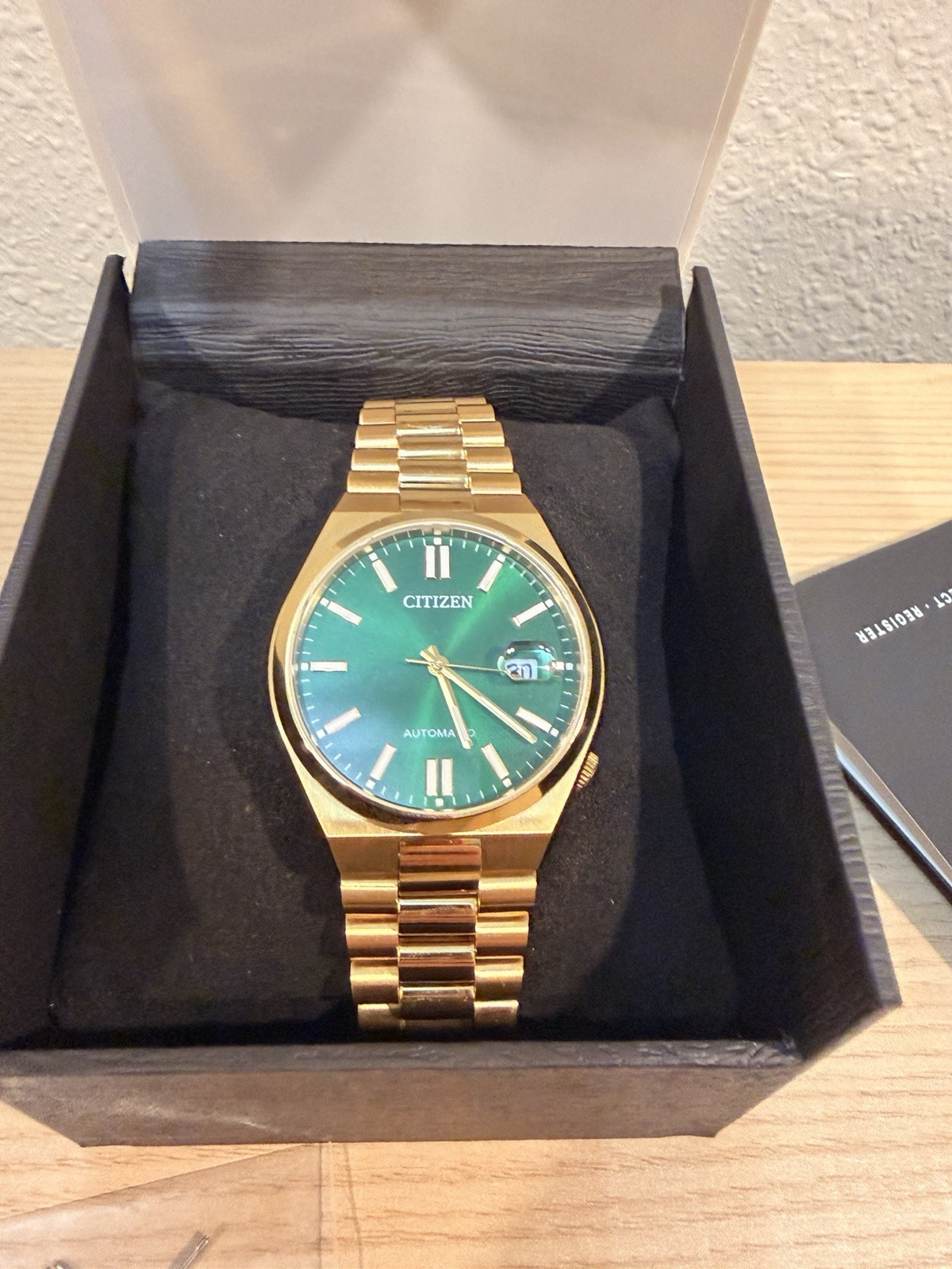 Citizen Men’s Tsuyosa Automatic Green Dial all Gold Tone SS Watch # NJ0152-51X