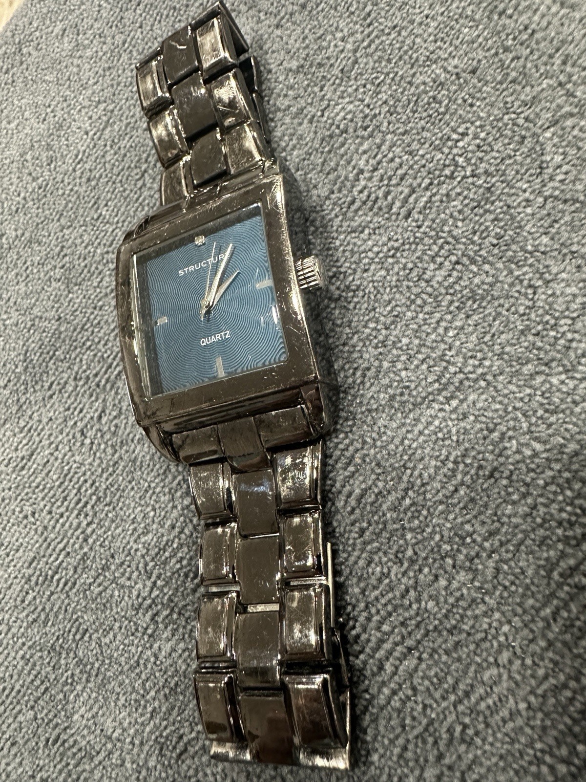 Structure Men’s Quartz Watch Blue Dial Square Case Stainless Steel Bracelet