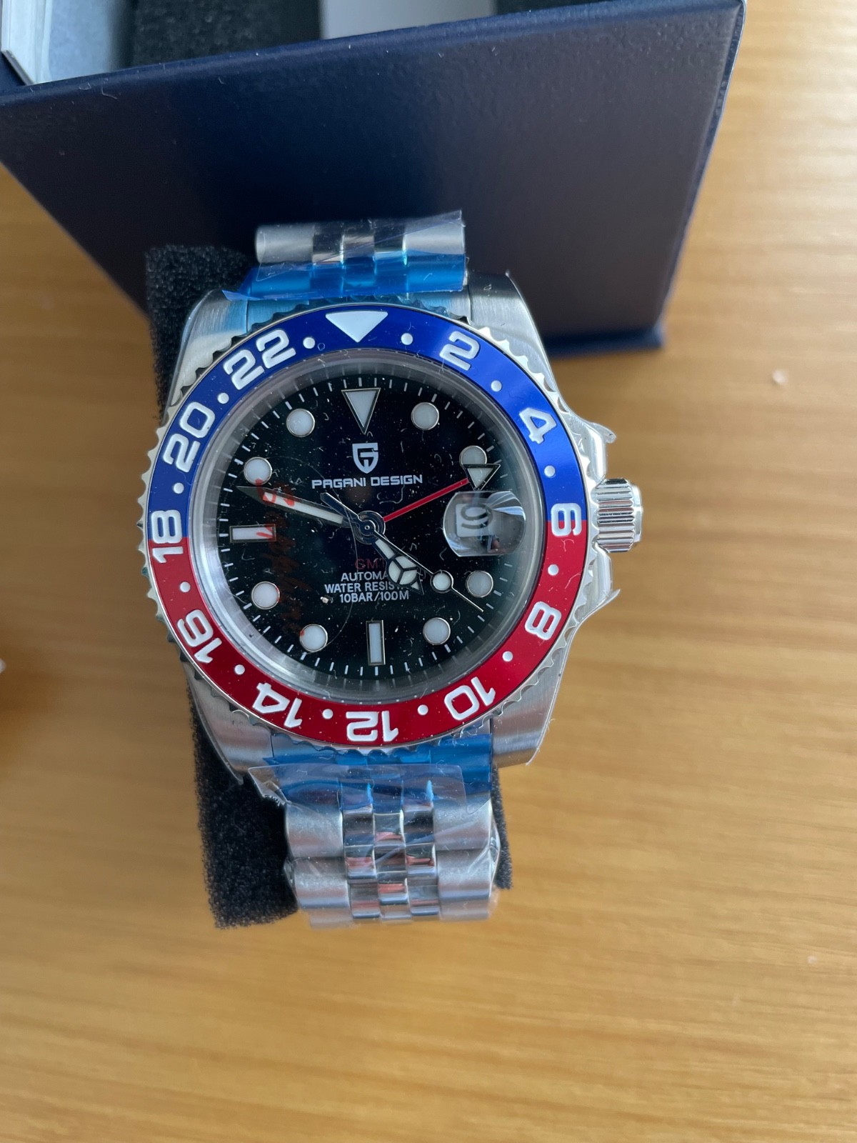 Pagani Design, 40mm, Automatic,GMT, (Pepsi), Sapphire Crystal.