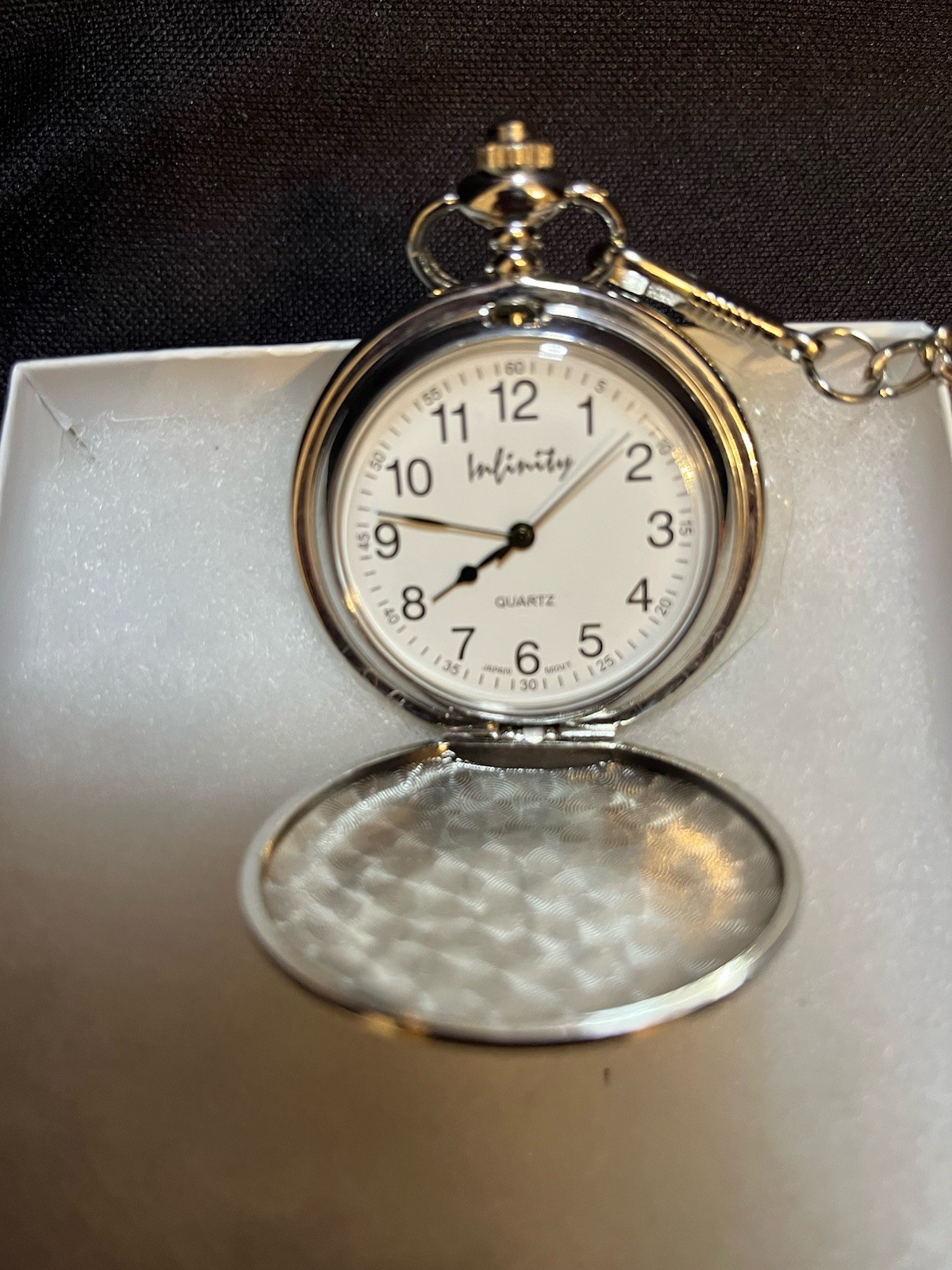 Elegant Silvertone Pocket Watch -Front Emblem says “DAD” GREAT FATHER’S DAY GIFT