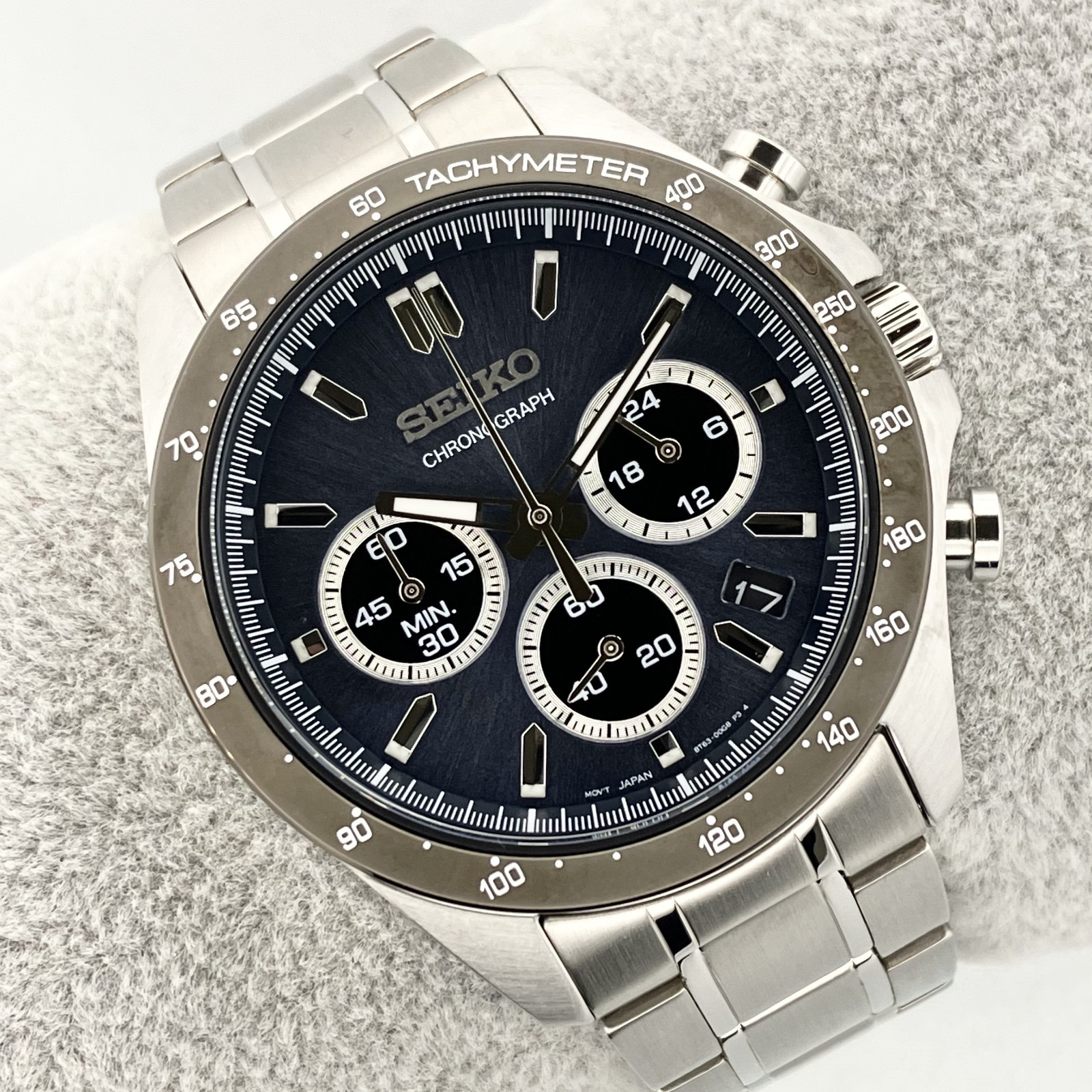 Seiko Chronograph Spirit 8T63-00D0 New Battery Operating Item Navy Dial Japan