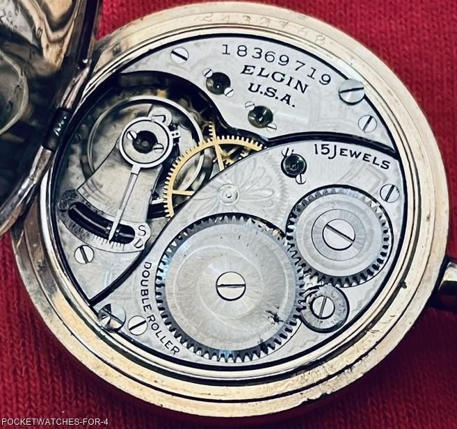 ca 1915 ELGIN 0s HUNTER 15 JEWELS GOLD FILLED CASE POCKET PENDANT WATCH SERVICED