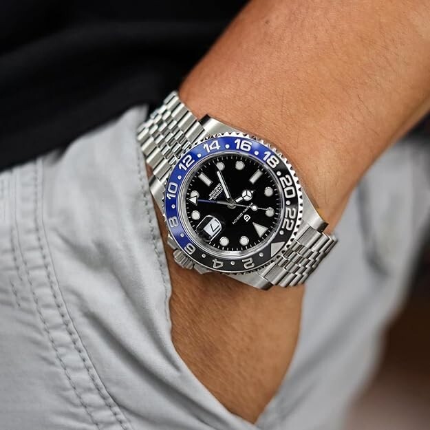 PAGANI DESIGN PD-1662 BLACK/BLUE 40mm Luxury GMT Men Mechanical Wristwatch 100M