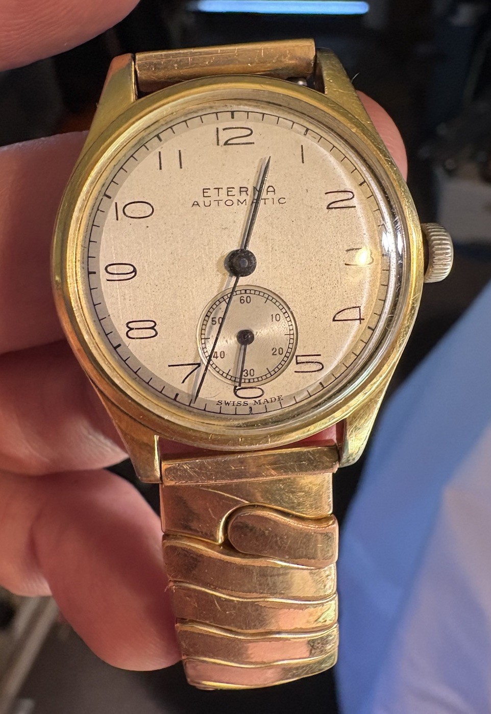 1938 Eterna Bumper Automatic Wristwatch, Running, Cleaned, Oiled, New Crystal A+