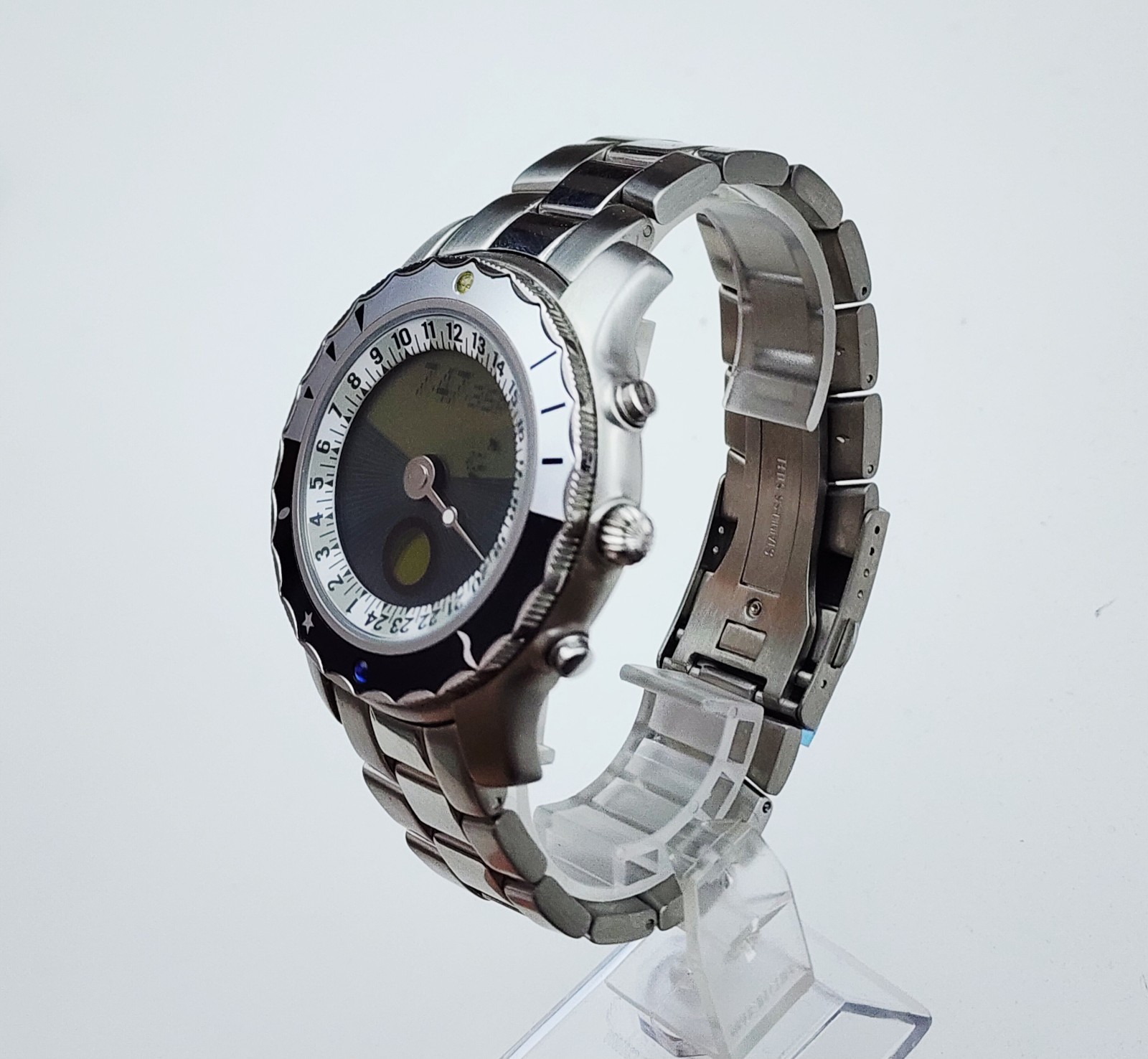 Men MOONPHASE ANALOG-DIGITAL Watch YES “Solstice”. Sunset/Sunrise. Alarm. In BOX