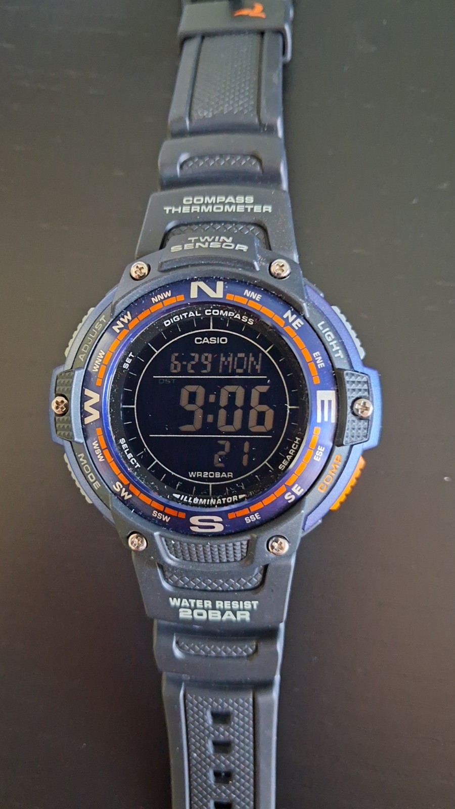CASIO SGW100-2B Classic Twin Sensor Digital Compass Watch – Mint Condition
