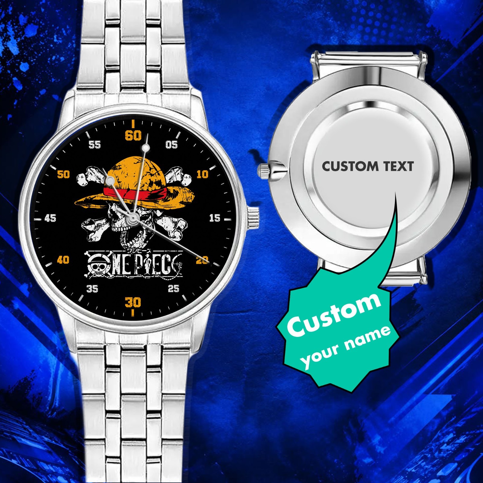 Wristwatch Personalized Pirate Skull Watch Custom Name Watch