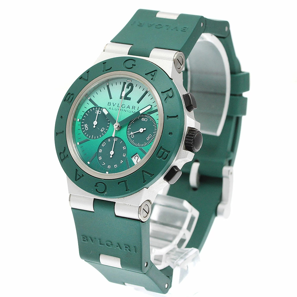Bvlgari Aluminum Emerald BB40ATCH Automatic 40mm Box Papers Green Chronograph