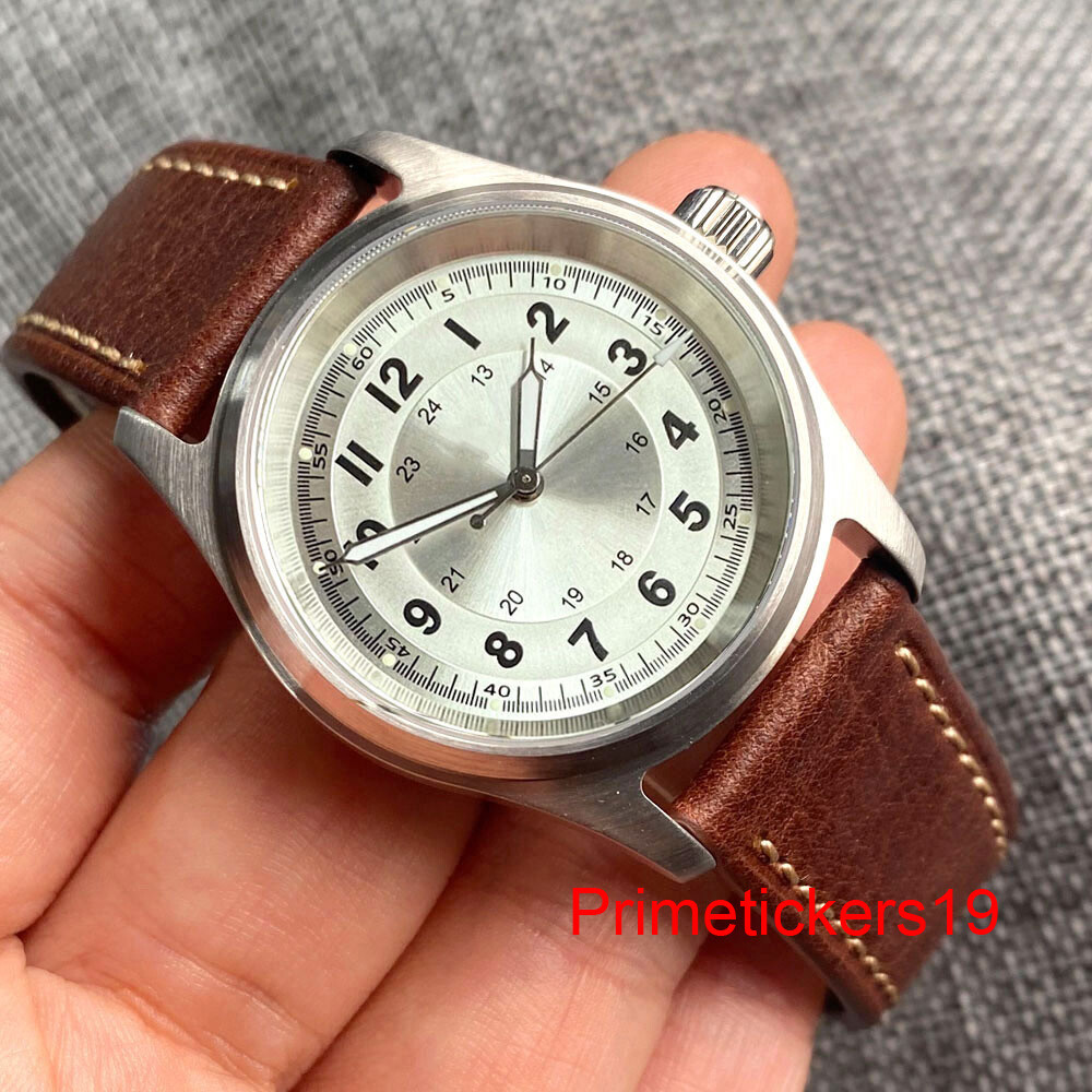 Tandorio 36mm Automatic Men Lady Pilot Watch Sapphire 20bar NH35A PT5000 Leather