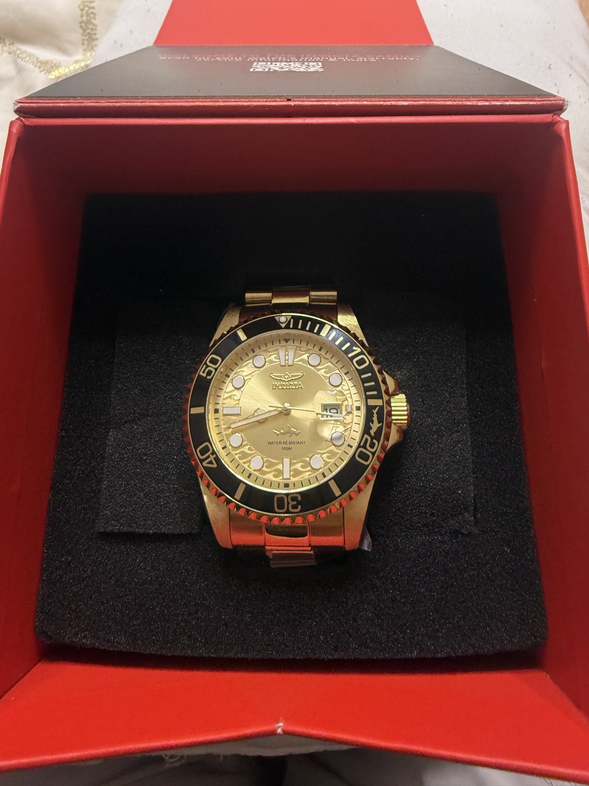 Invicta Men’s 43mm Hammerhead Shark Pro Diver Gold Tone SS Watch 30025 New